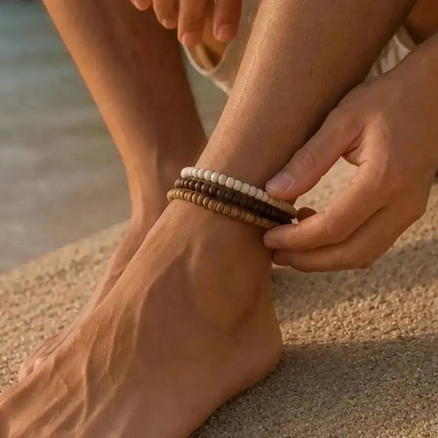 Anklet Foot Chain - SHIXIN Nueva Tobillera Multicapa con Cuentas