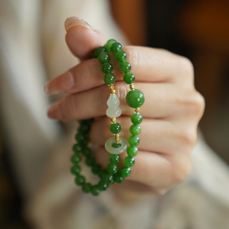 Charm Bracelet Beads - Pulsera de Jade Natural Verde con